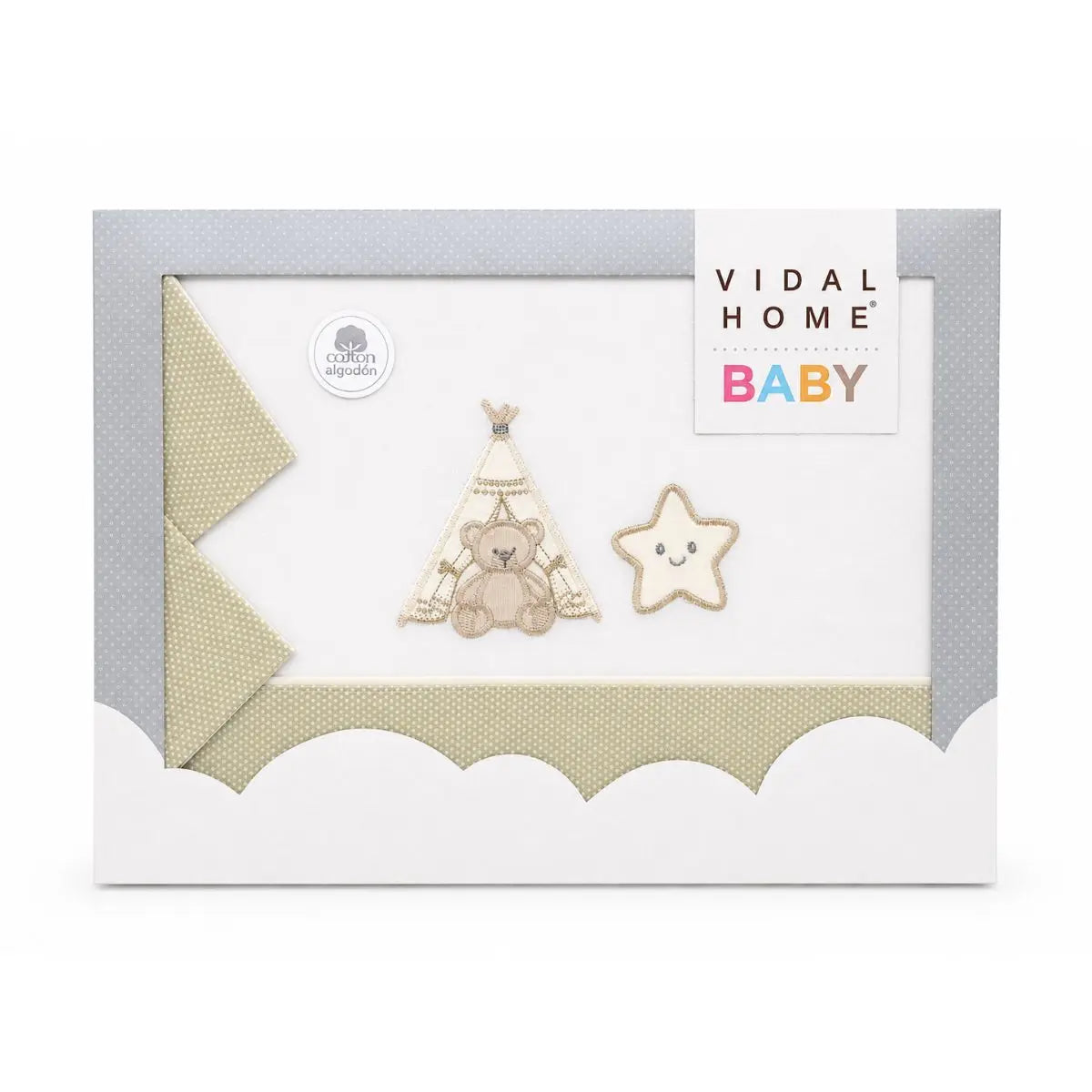 JUEGO DE SABANAS TELA 11055 BLANCO/BEIGE VIDAL HOME BABY