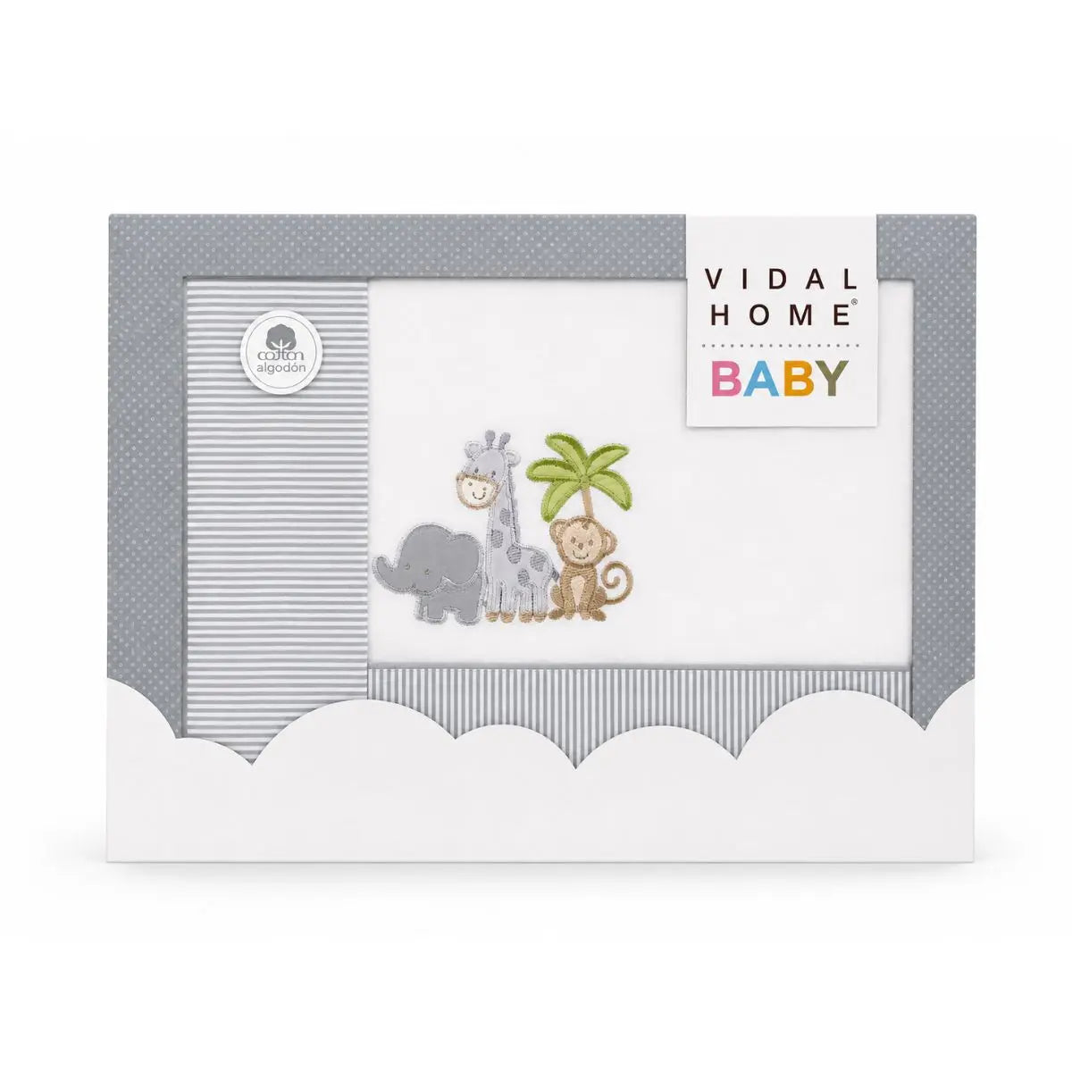 JUEGO DE SABANAS TELA 11054 BLANCO/GRIS VIDAL HOME BABY