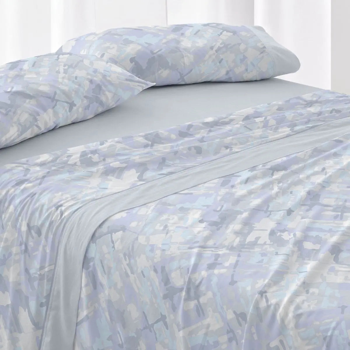 JUEGO DE SABANAS TELA 146 AZUL BURRITO BLANCO