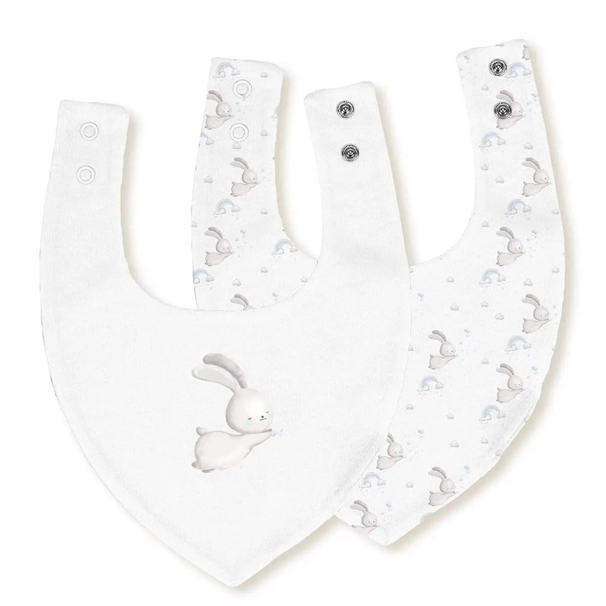 PACK 2 BABEROS BANDANA 343 20X30 CONEJITO ESTRELLA BCO/AZUL INTERBABY