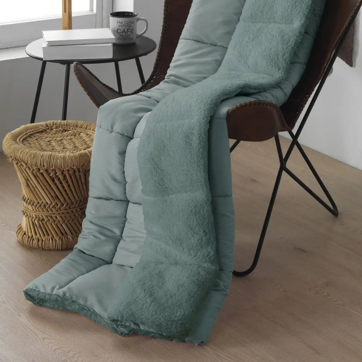 PLAID SHERPA MICRO-GEL TIBET 135X200 VERDIGRIS NORDCONFORT