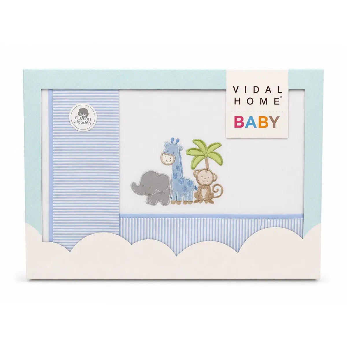 JUEGO DE SABANAS TELA 11054 BLANCO/AZUL VIDAL HOME BABY