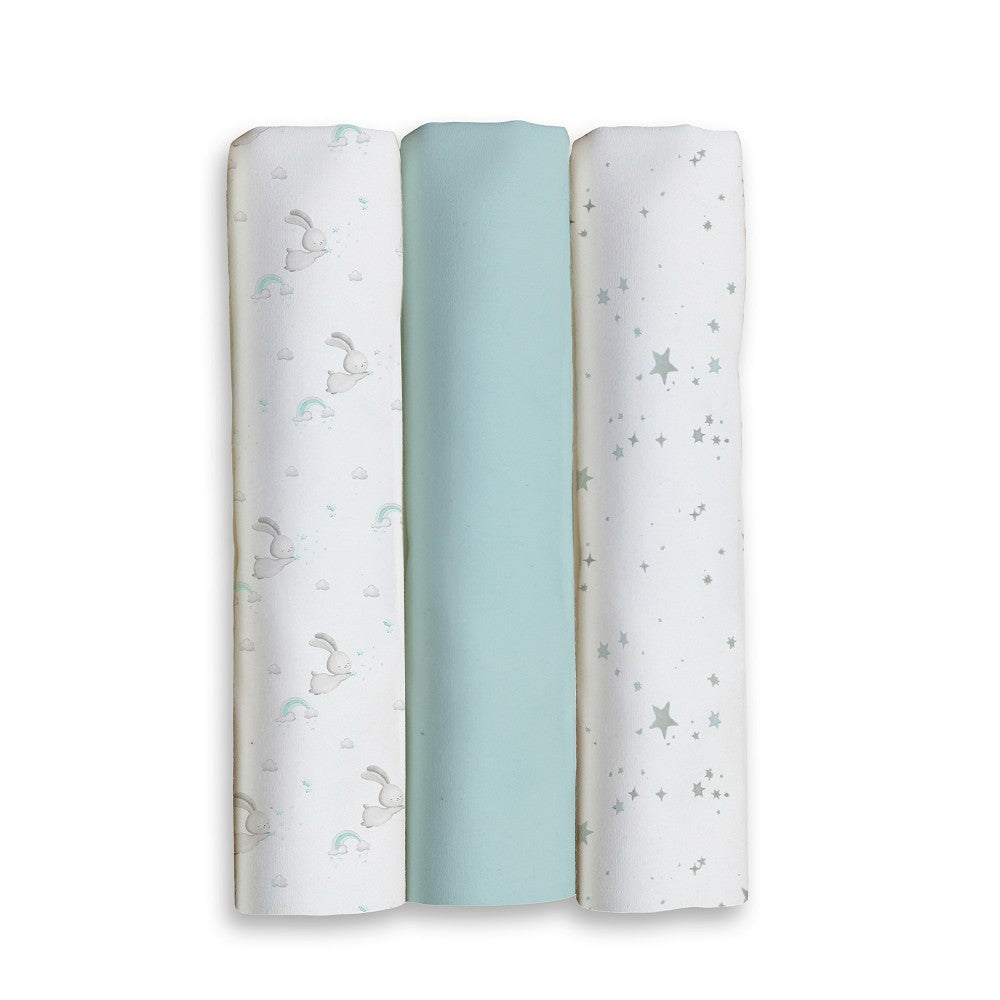 PACK 3 GASAS 80X80 CONEJITOS ESTRELLAS VERDE INTERBABY