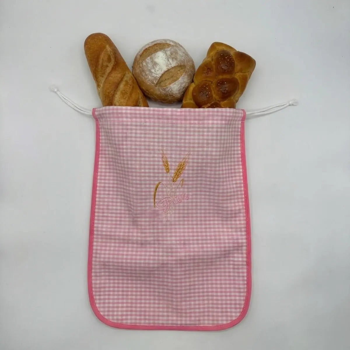 BOLSA PAN BORDADA ROSA VICHY SC