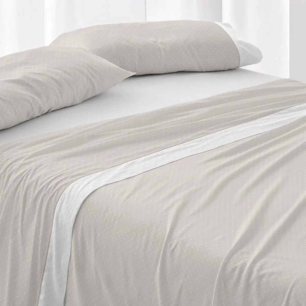 JUEGO DE SABANAS TELA 238 BEIGE BURRITO BLANCO