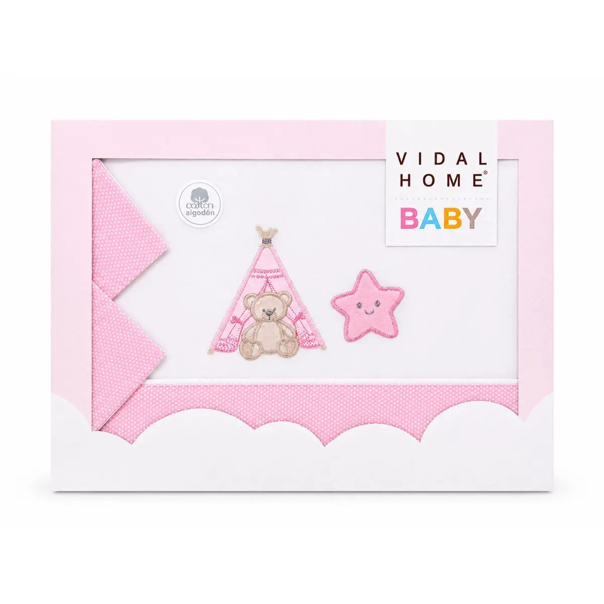 JUEGO DE SABANAS TELA 11055 BLANCO/ROSA VIDAL HOME BABY