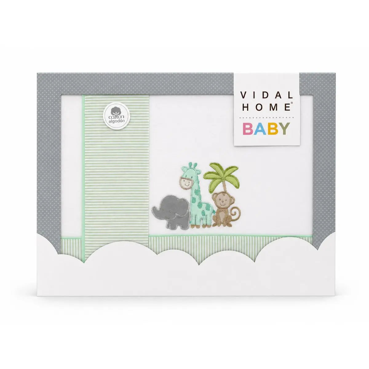 JUEGO DE SABANAS TELA 11054 BLANCO/VERDE VIDAL HOME BABY