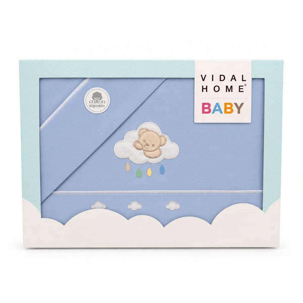 JUEGO DE SABANAS TELA CUNA 11060 AZUL VIDAL HOME BABY
