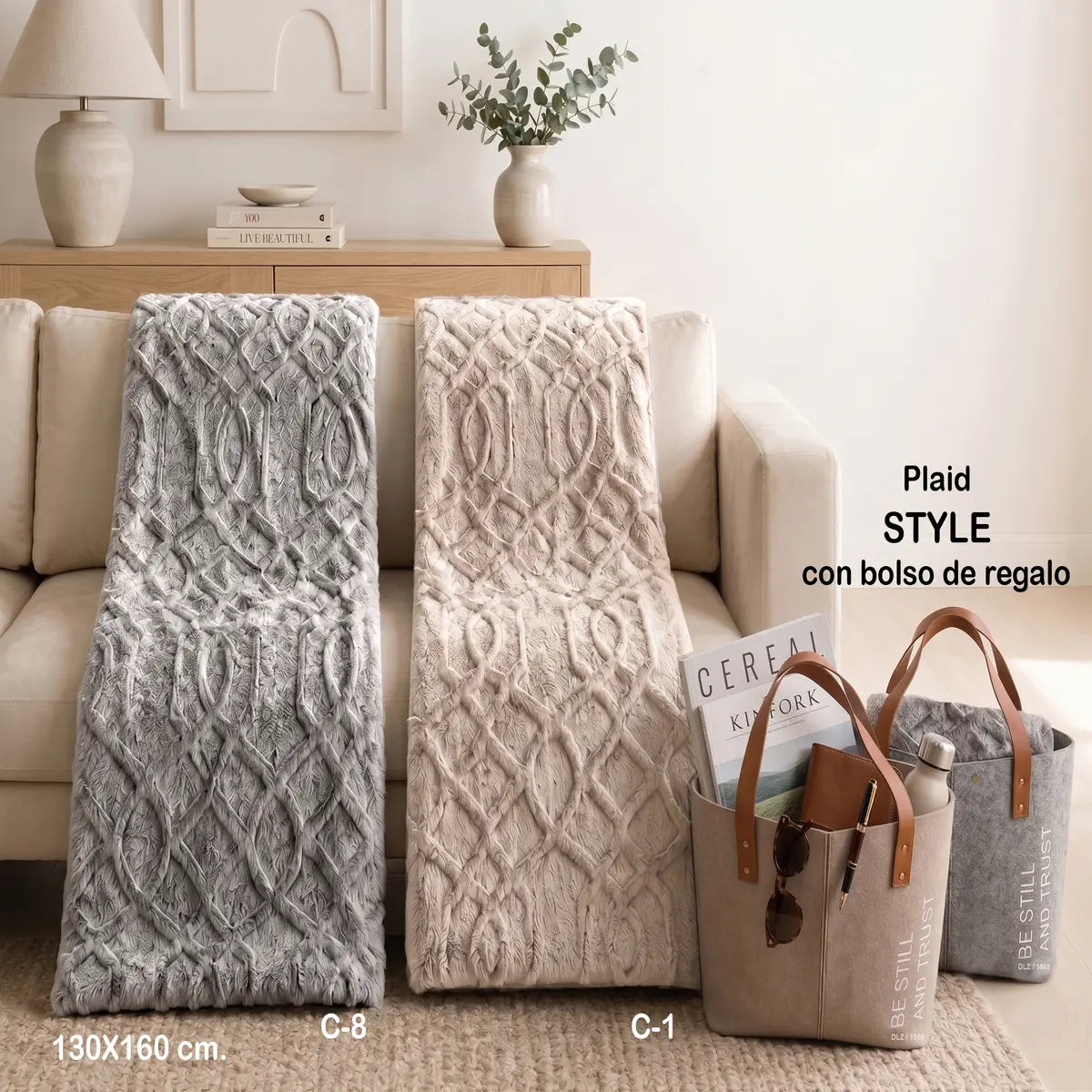 PLAID SHERPA STYLE BEIGE 130X160 DOLZ
