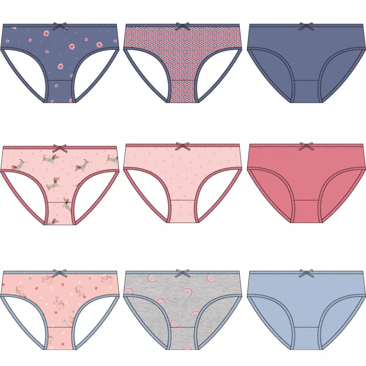 PACK 3 BRAGITAS NIÑA REF 101 FLOWERS WATERLEMON