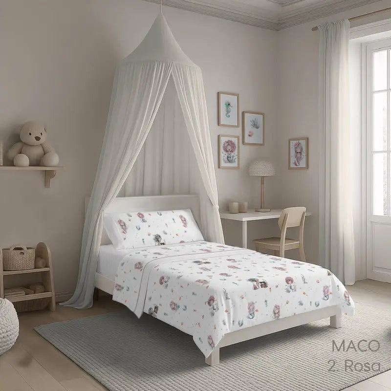 JUEGO DE SABANAS TELA MACO ROSA KABELY KIDS