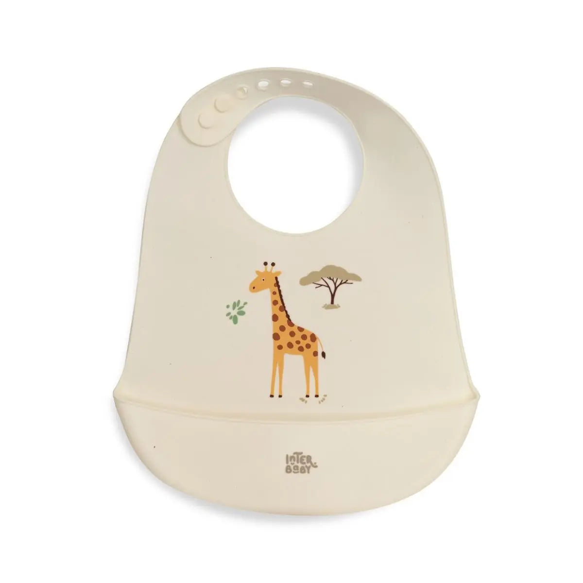 BABERO SILICONA ESTAMPADO MODELO SAVANNA BEIGE INTERBABY