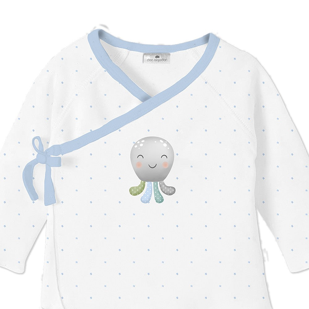 SET REGALO SONAJERO 4 PCS 100% ALG T 0-6M PULPO AZUL INTERBABY