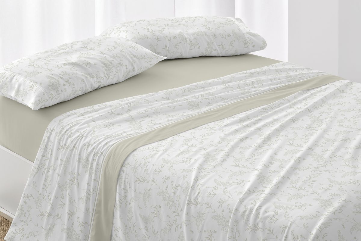 JUEGO DE SABANAS TELA DORVEL 870 VERDE BURRITO BLANCO