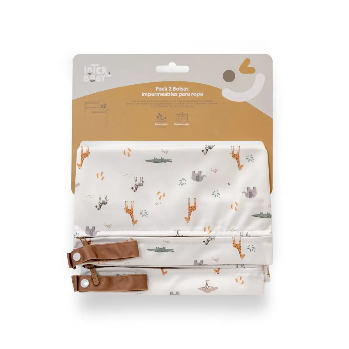 SET PACK2 BOLSA ROPA IMPERMEABLE MODELO SAVANNA BEIGE INTERBABY