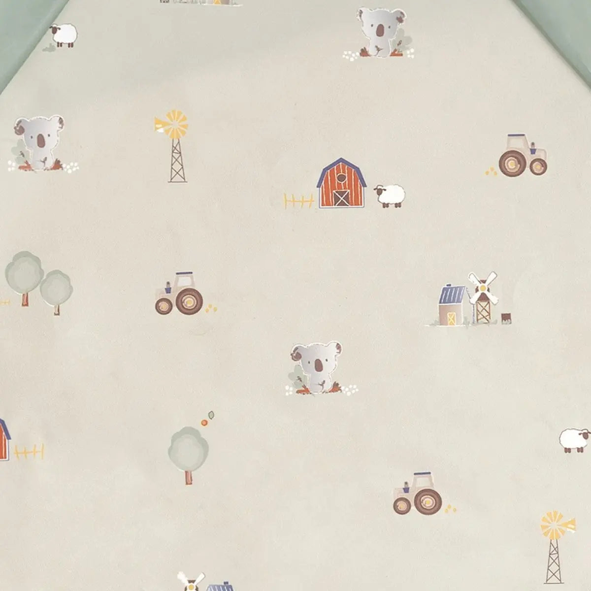 BABERO CON MANGAS ESTAMPADO GRANJA KOALA VERDE INTERBABY