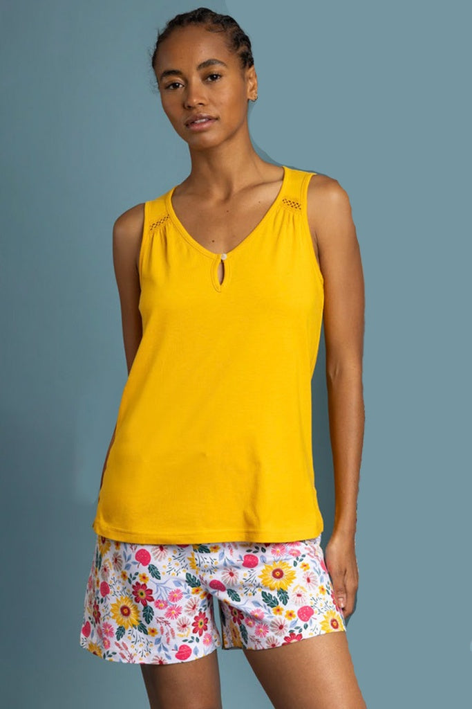 PIJAMA SIN MANGAS GOLD FLOWERS