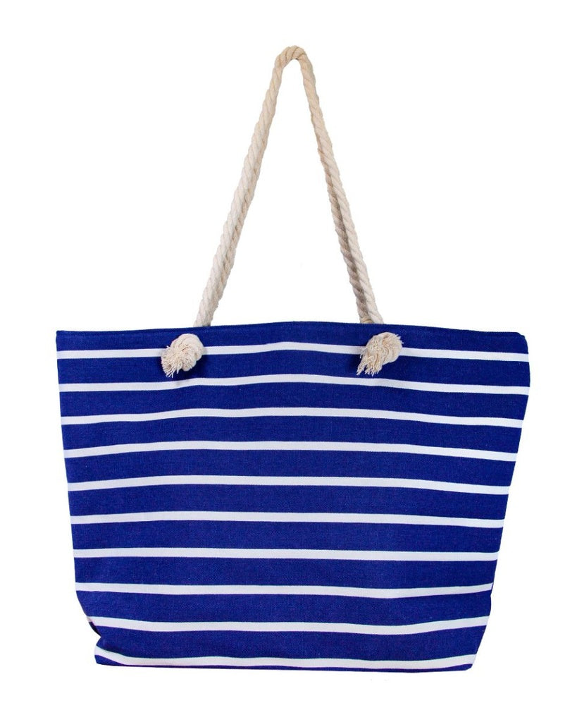 BOLSO ESTAMPADO DE PLAYA RAYAS MARINO