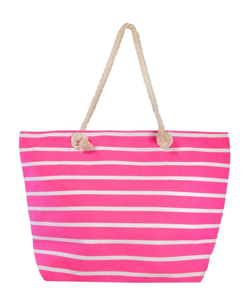 BOLSO ESTAMPADO DE PLAYA RAYAS FUXIA
