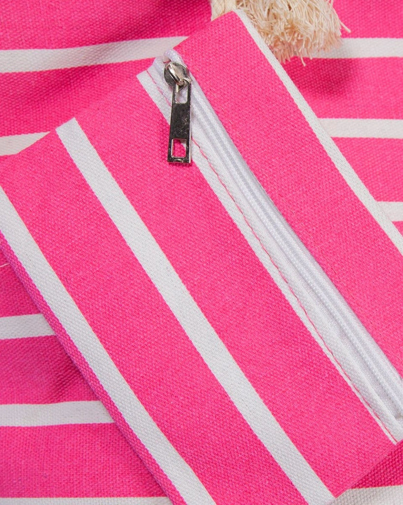 BOLSO ESTAMPADO DE PLAYA RAYAS FUXIA