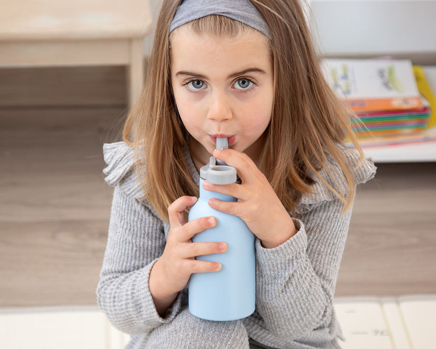 BOTELLA DE ACERO INOXIDABLE 350ML 5070 AZUL KIOKIDS