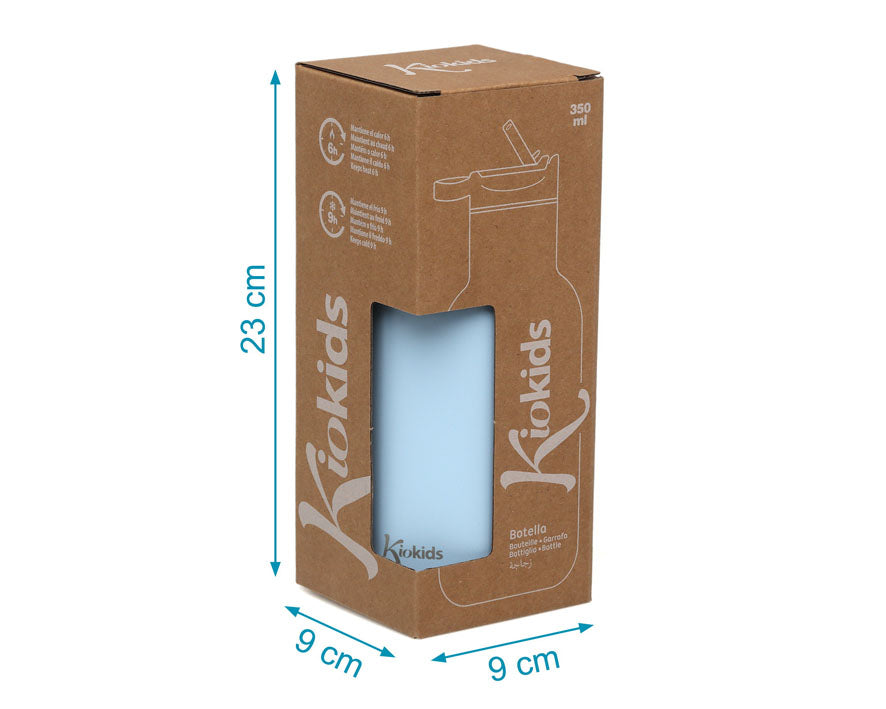 BOTELLA DE ACERO INOXIDABLE 350ML 5070 AZUL KIOKIDS
