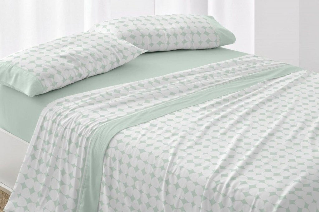 JUEGO DE SABANAS TELA 139 MENTA BURRITO BLANCO