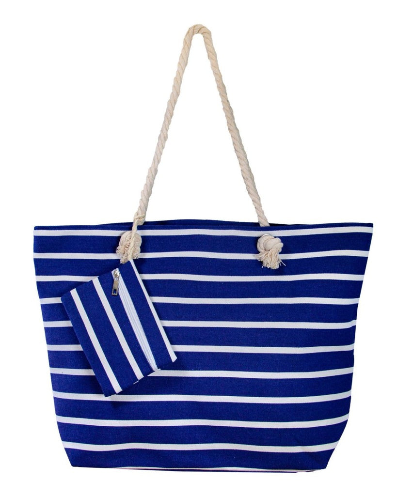 BOLSO ESTAMPADO DE PLAYA RAYAS MARINO
