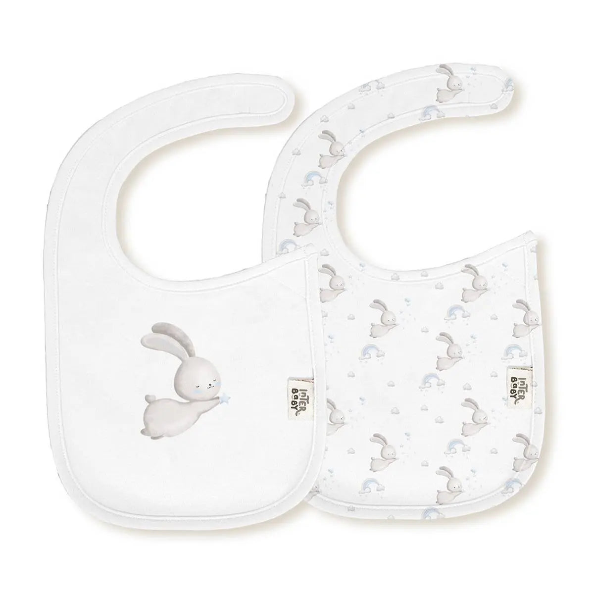 PACK 2 BABEROS 344 20X30 CONEJITO ESTRELLA BCO/AZUL INTERBABY