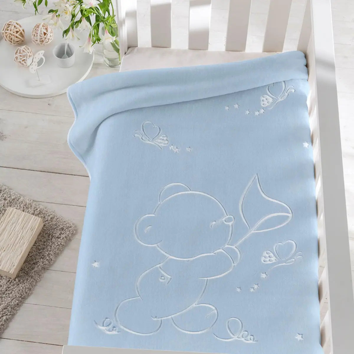 MANTA CUNA GOFRADA 6654 110X140 C/62 AZUL PIELSA