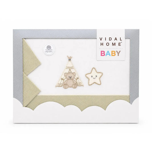 JUEGO DE SABANAS TELA 11055 BLANCO/BEIGE VIDAL HOME BABY