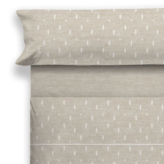 JUEGO DE SABANAS TELA BIRAM BEIGE CAÑETE
