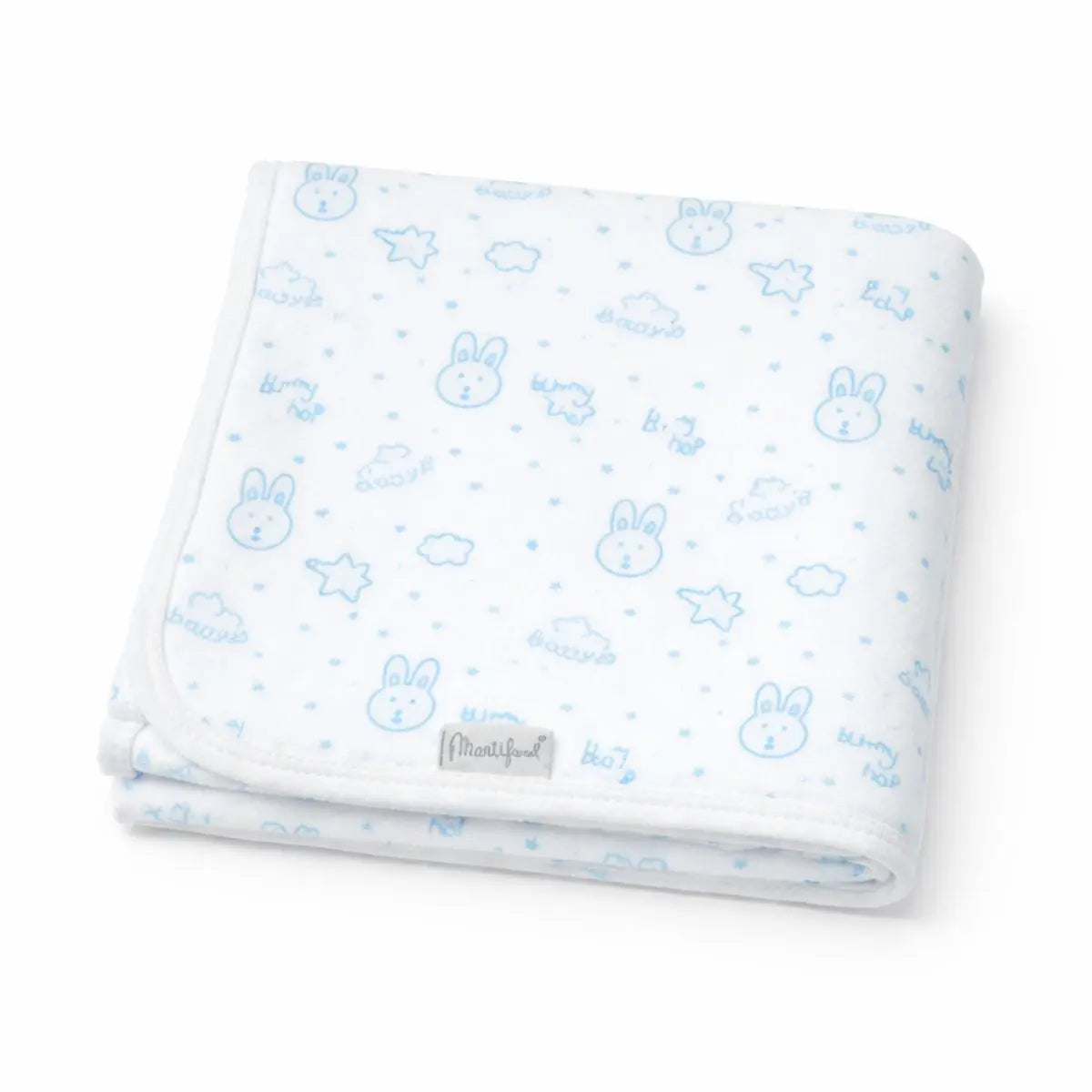 ARRULLO ESTAMPADO BEBÉ ALGODÓN 90X90 1426 CONEJITOS AZUL MARTIFANEL