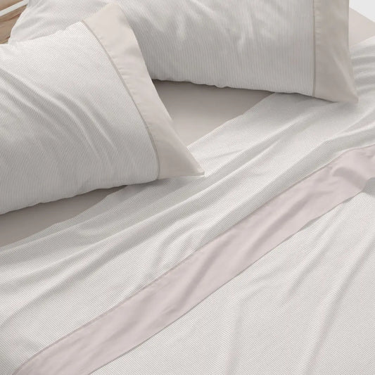 JUEGO DE SABANAS TELA 297 BEIGE BURRITO BLANCO