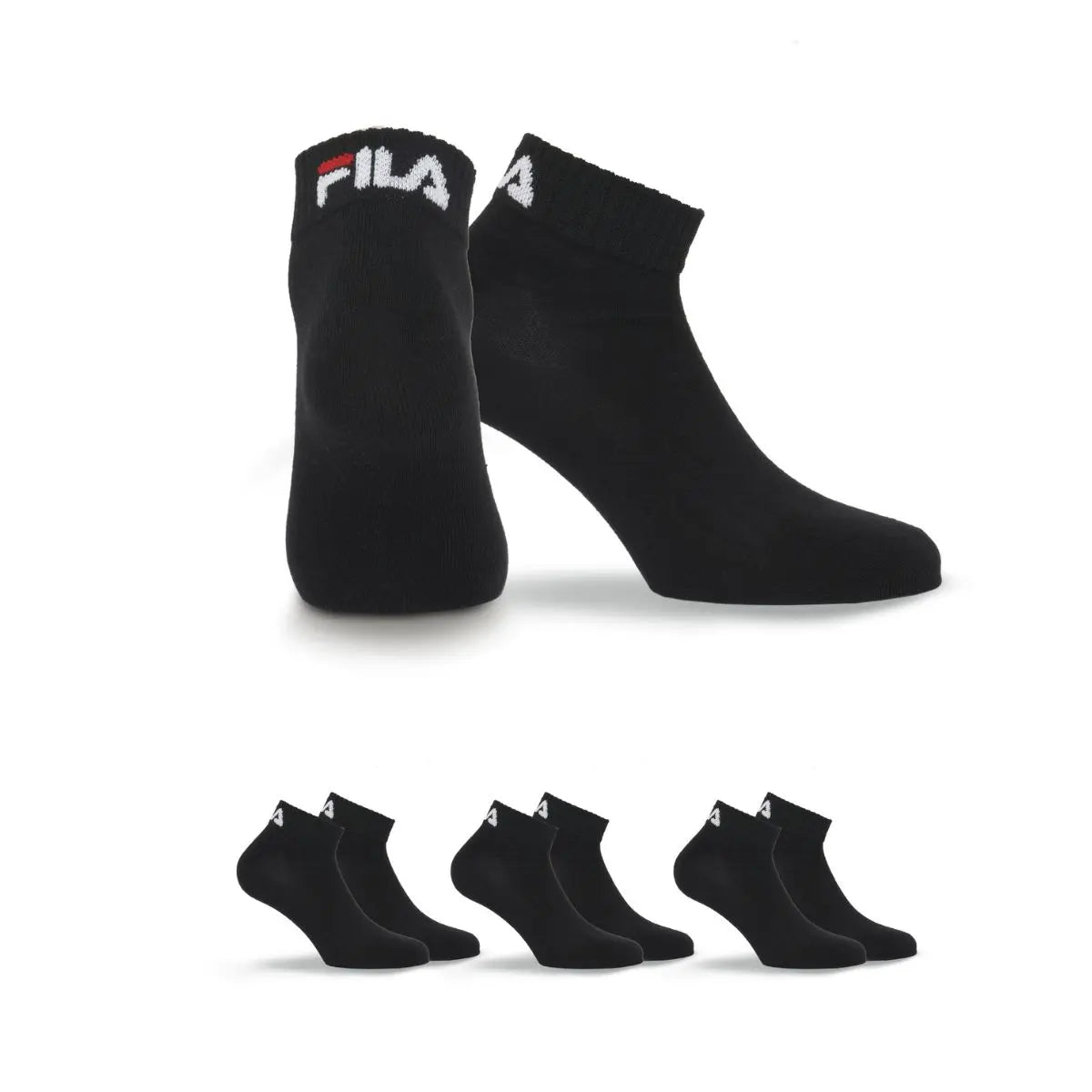 PACK 3 CALCETINES TOBILLEROS ADULTO F9300 NEGRO FILA