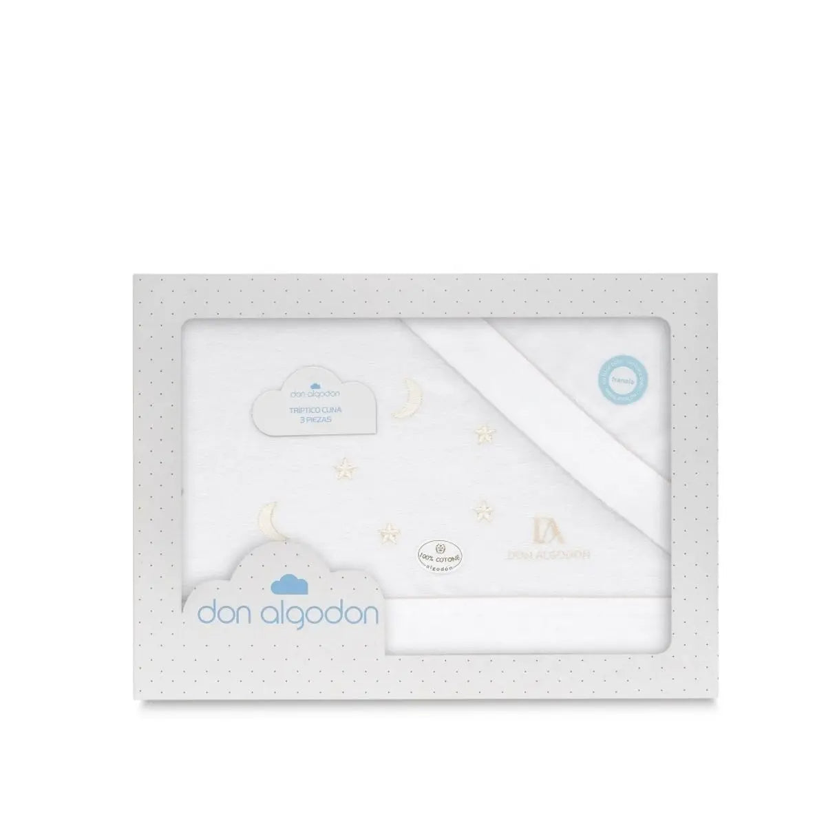 TRIPTICO FRANELA MULTI ESTRELLAS LUNA BCO/BEIG DON ALGODON