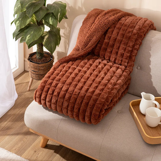 PLAID AMBER CALDERA 130X160 KARAMELO