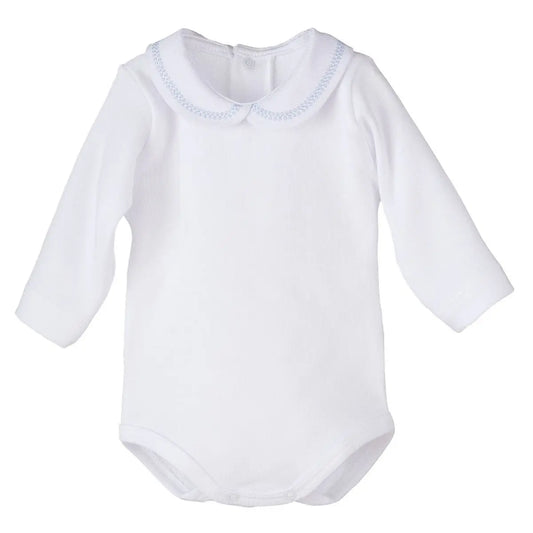 BODY CUELLO BORDADO BEL 19059 BLA/CEL CALAMARO