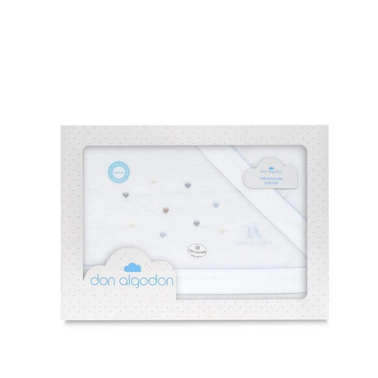 TRIPTICO FRANELA CORAZONES BCO/AZUL DON ALGODON