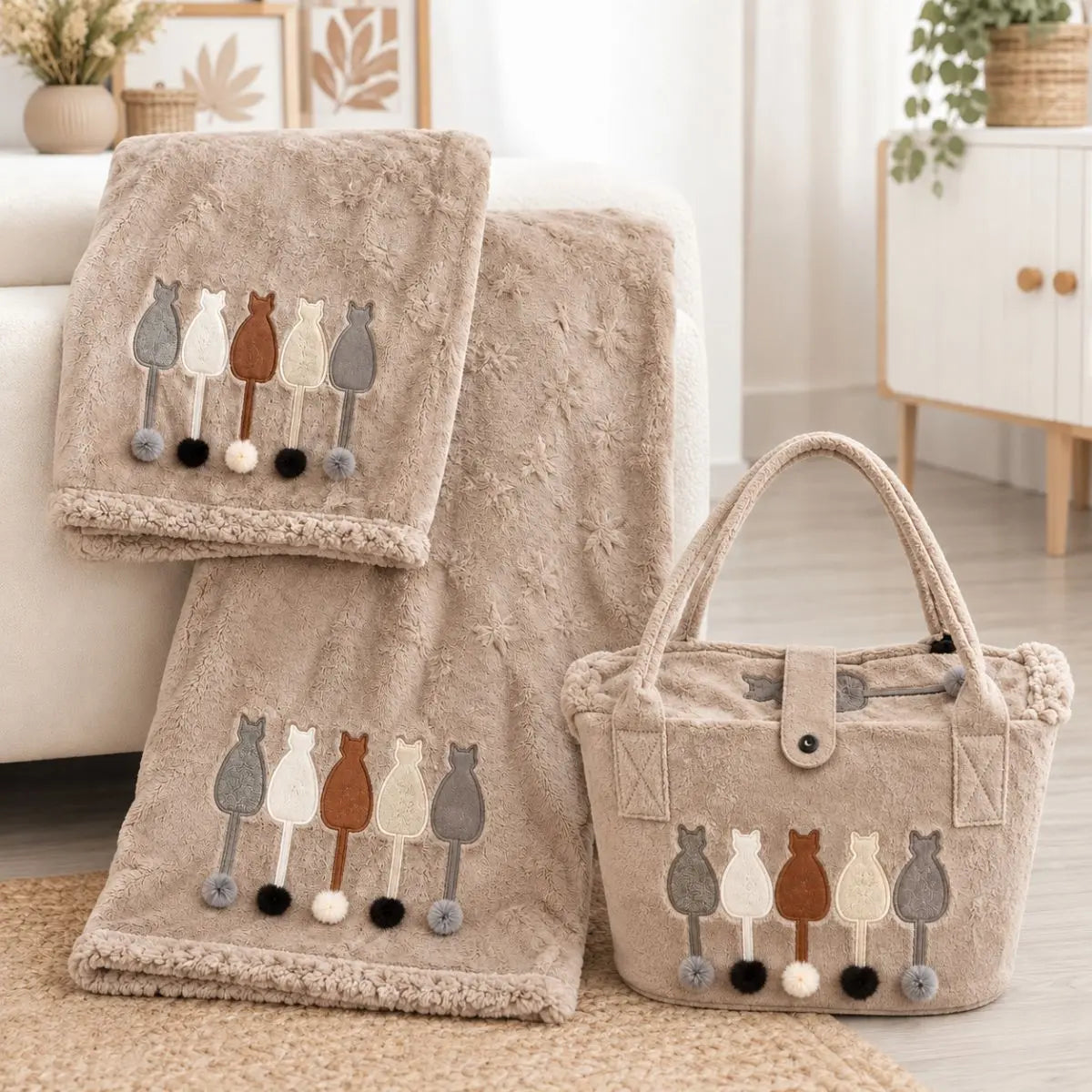 PLAID CATS NATURE 130X160 DOLZ
