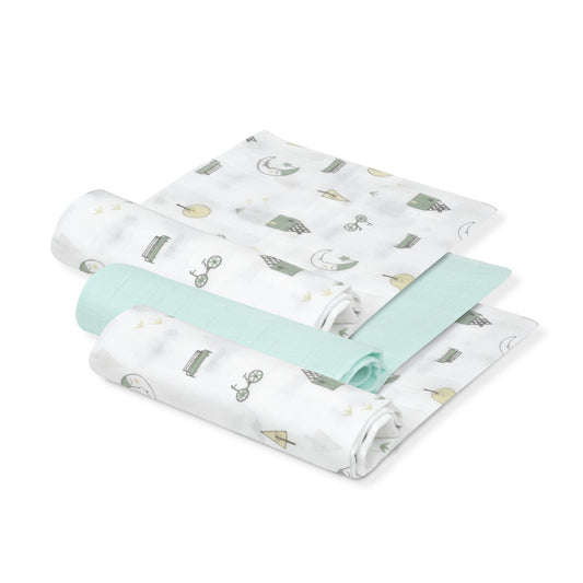 PACK 3 GASAS BAMBÚ 55X70 MOON MENTA INTERBABY