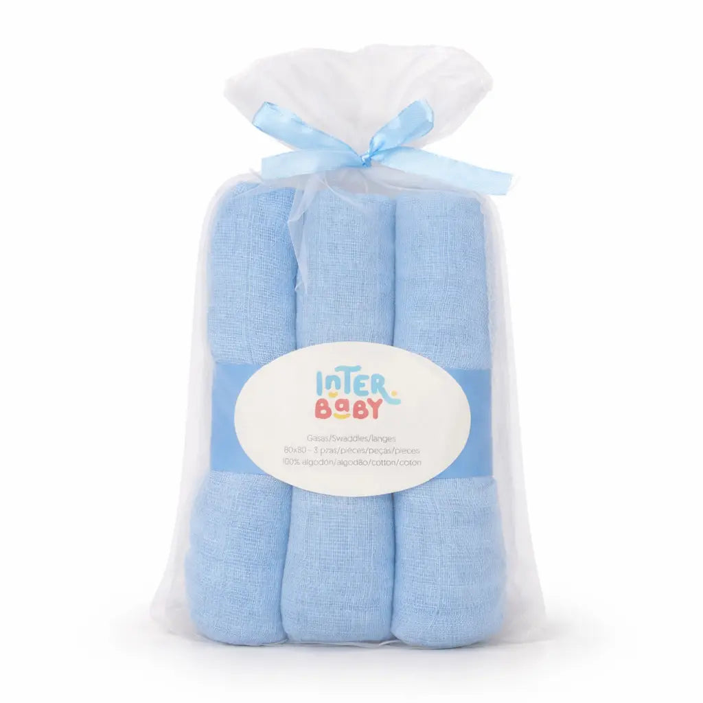 PACK 3 GASAS 80X80 LISAS AZUL INTERBABY