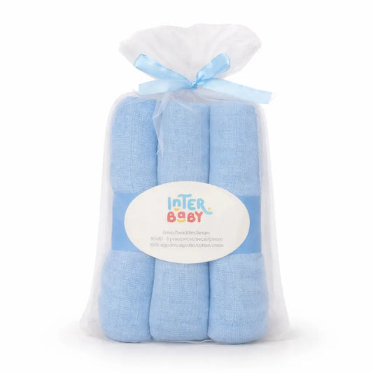 PACK 3 GASAS 80X80 LISAS AZUL INTERBABY