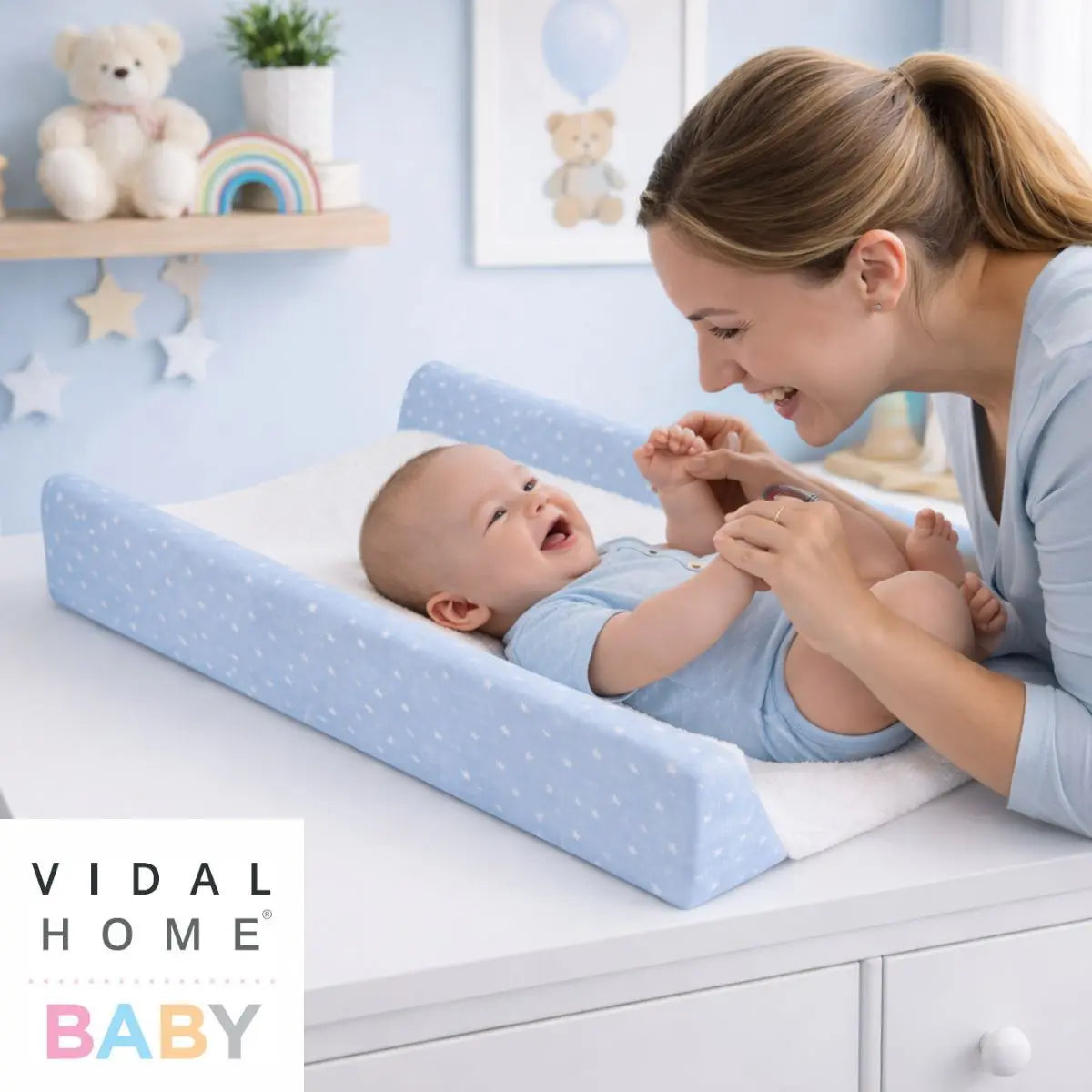 FUNDA CAMBIADOR BAÑERA FCB-EST-PEQ BLANCO/AZUL 50X80 VIDAL HOME BABY