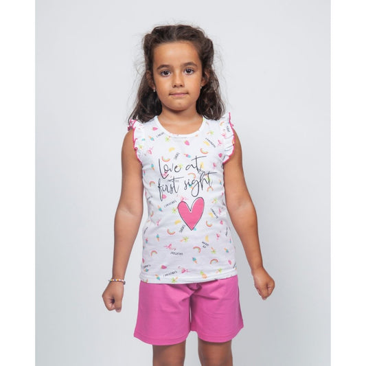 PIJAMA NIÑA TIRANTES CORAZÓN FLUOR 214011 MUSLHER