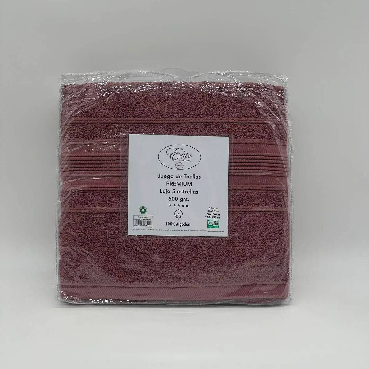 JUEGO DE TOALLAS 3 PZ 600 GR VINO ELITE COLLECTION