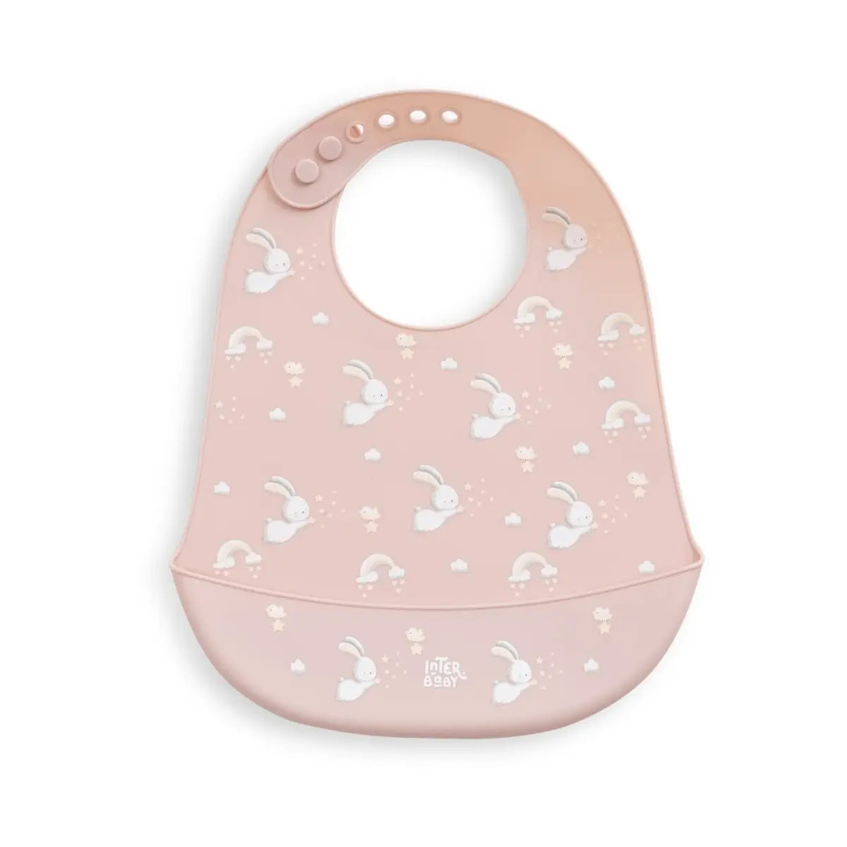BABERO SILICONA ESTAMPADO CONEJITOS MAQUILLAJE INTERBABY
