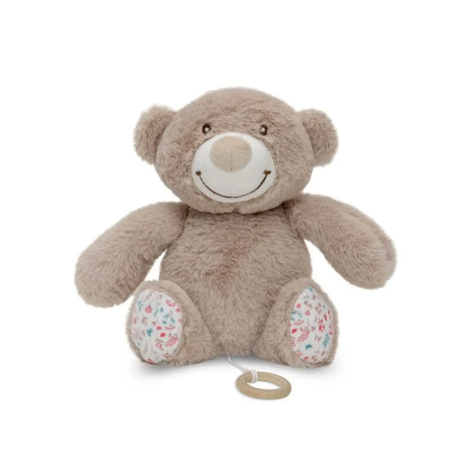 PELUCHE MEDIANO  MUSICAL MODELO BEAR FLORES PETALOS ROSA INTERBABY