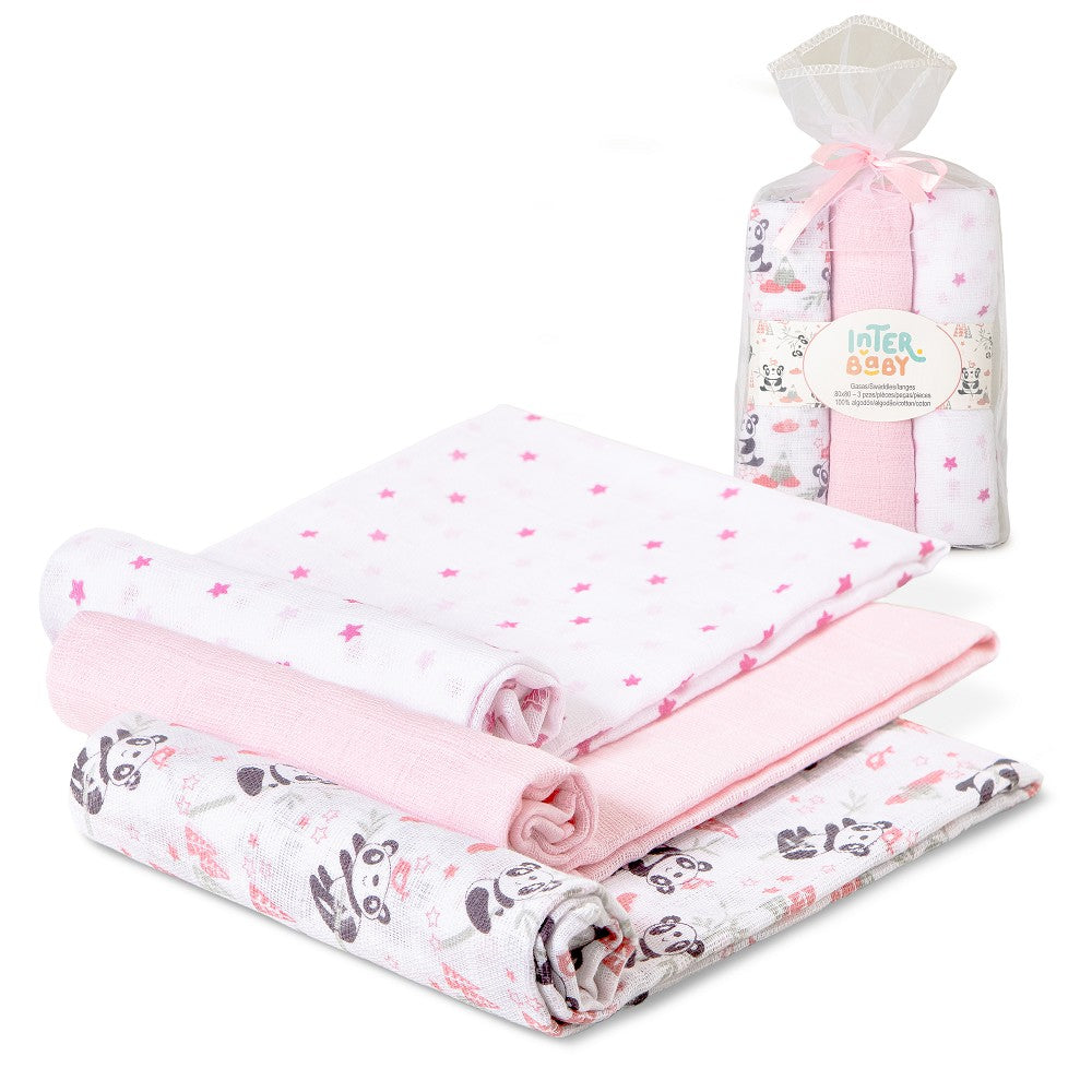 PACK 3 GASAS 80X80 PARACAIDISTA ROSA INTERBABY
