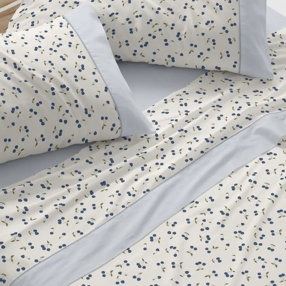 JUEGO DE SABANAS TELA 546 AZUL BURRITO BLANCO